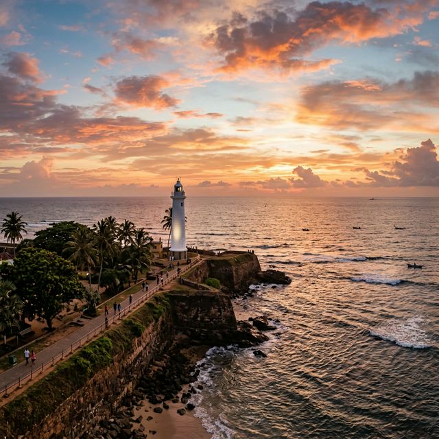 Iconic Galle Lighthouse at Sunset