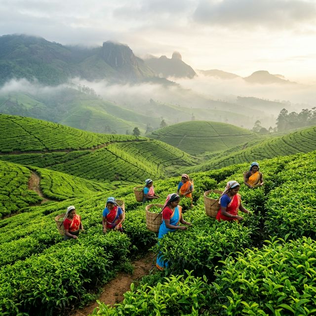 Lush Tea Plantations in Nuwara Eliya