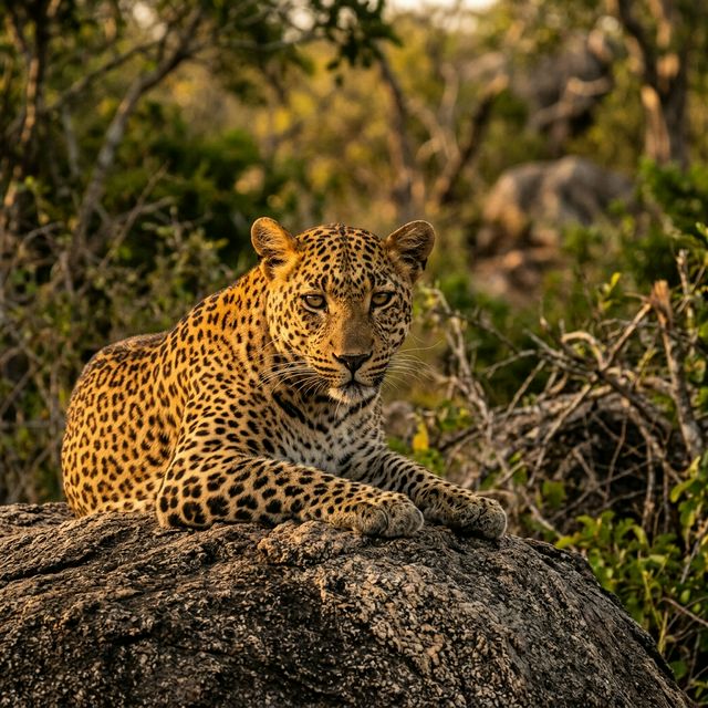 Sri Lankan Leopard on a Rock in Yala